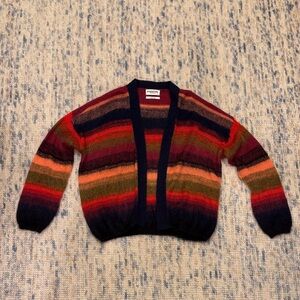 Mohair Striped Cozy Cardigan in Rich Hues